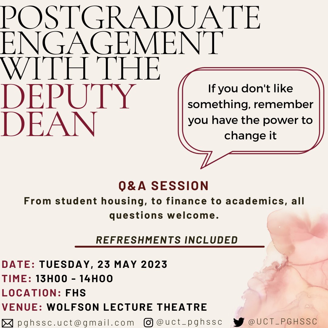 Join the Postgraduate Q&amp;A engagement with the Deputy Dean.
❓All Questions or issues that you would like to discuss are welcome!