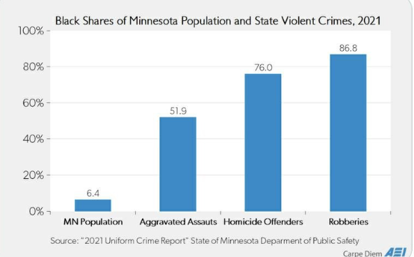 6.4% of Minnesota's population is responsible for 86.8% of robberies, 76% of homicides, 51.9% assault.

Let's vote on getting rid of cops and using social workers, that should fix it.