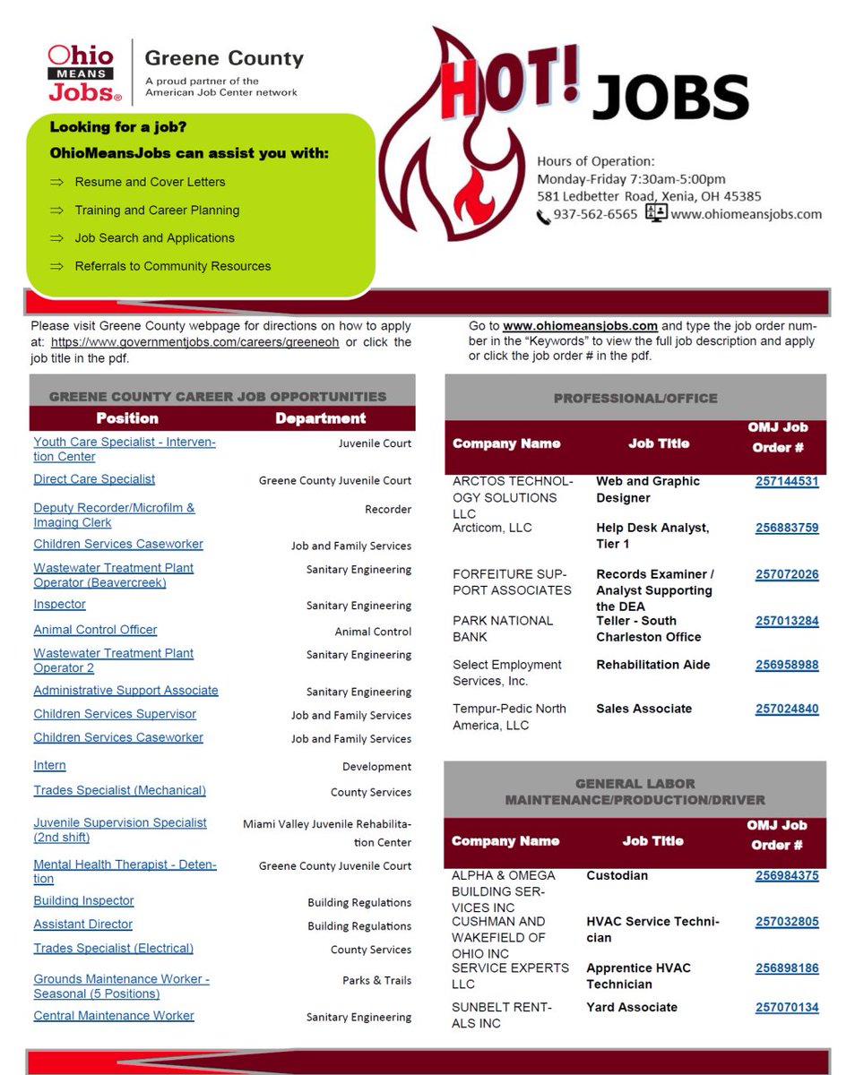 OMJGreeneCounty's tweet photo. Check out the Hot Jobs in Greene County this week! https://t.co/XvN7xvLZjo
