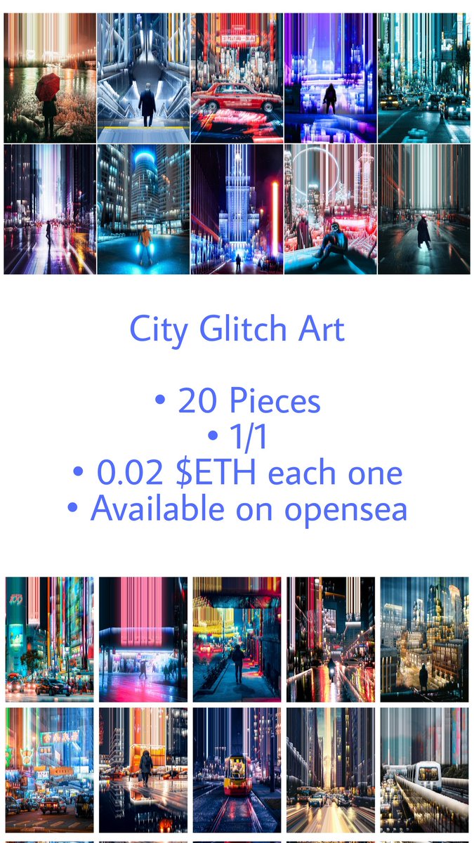 YST__ART's tweet photo. @alexisolinart City Glitch Art

• 20 Pieces 
• 1/1 
• 0.02 $ETH each one
• Available on opensea 

https://t.co/frshYJznCf https://t.co/MaQZbfZkU2