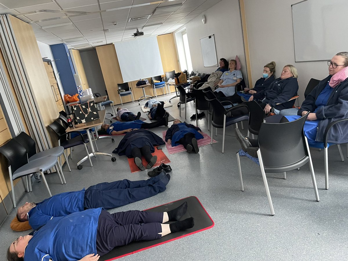 OldhamRoom's tweet photo. It’s Mental health Awareness week and today @OldhamRoom have been treated too a meditation and relaxation class at lunch time by @TDonbavand - help to rebalance &amp; unwind @Michell25211234 @zoeleanne111 @OldhamCO_NHS @oskar_grant @NCAlliance_NHS https://t.co/TPZ1v4W3Mp