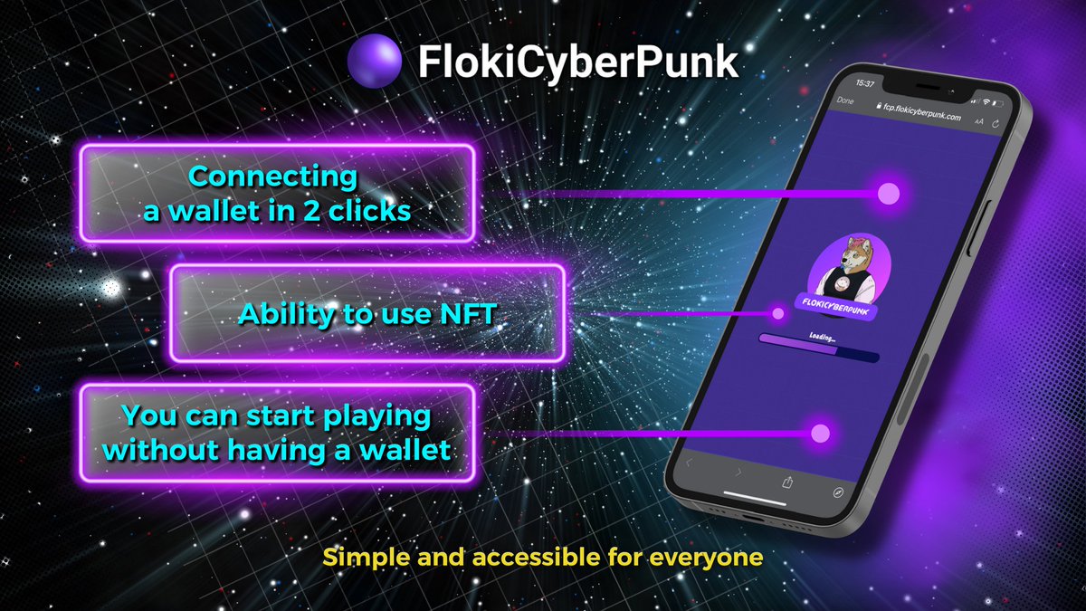 FlokiCyberPunk is:
➡️ Connecting a wallet in 2 clicks
➡️ Ability to use NFT
➡️ Ability to play without wallet

🔗Game link: fcp.flokicyberpunk.com

#NFTs #FlokiCyberPunk #GameFi 
#SolanaNFT