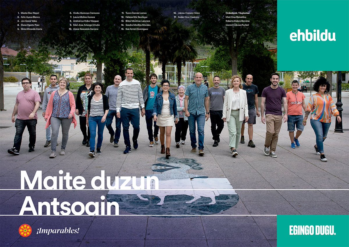 💥😍 Estos son los y las ansoaindarras que conforman la nueva candidatura de EH Bildu en Antsoai

📲 ehbildu.eus/herriak/antsoa…

🗳️ Vota EH Bildu

💪🏿💪🏿#Imparables