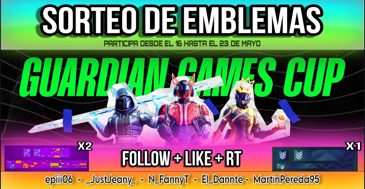 🩵En colaboración con <a href="/destinygamees/">Destiny 2 ES</a>
 estaremos sorteando estos emblemas por el evento!

Follow👍🏻+Like🩷+RT🔄

⚜️ The Chill Society ⚜️
<a href="/epiii06/">🇪 🇵 🇮💮 ɛքɨɨ06 🌸 ѕтяєαмєя</a>  
<a href="/_JustJeany_/">𝒥𝓊𝓈𝓉𝒥𝑒𝒶𝓃𝓎 🌟 𝒜𝓈𝓉𝓇𝒶𝓁𝒾𝓈 (𝐕𝐓)</a>  
<a href="/N_FannyT/">Fanny T 🐹</a>  
<a href="/El_Dannte/">El Dante</a> 
<a href="/MartinPereda95/">Balatro Balatrez ϟ</a> 

🩷Y x5 posibilidad si también nos sigues en Twitch,Mucha suerte🩵

#Destiny2
