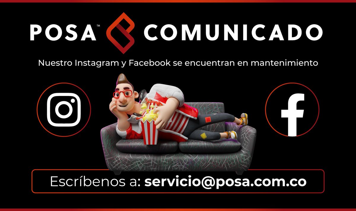 Posa Lover, estamos en mantenimiento en Facebook e Instagram 🛠 Si tienes alguna inquietud con tu pin o tarjeta, mándanos un mail con tu caso❤️