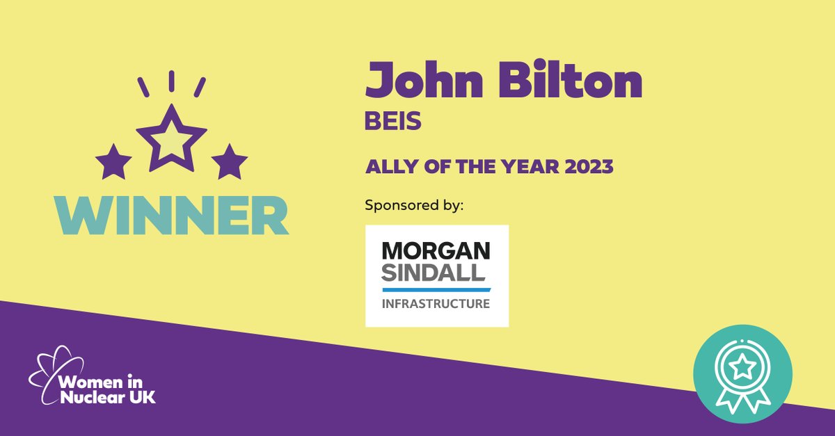 WiNuclear's tweet photo. Our annual awards are underway! 

Our first award of the night is for the ‘ally of year’ category and has been presented to John Bilton from @energygovuk. Congratulations John! https://t.co/0onxshZGWL
