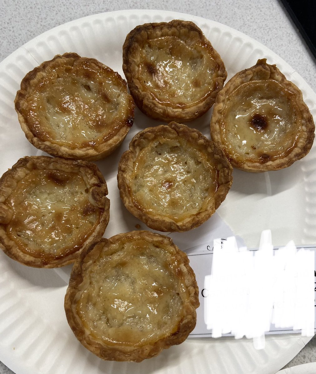 kerryobrien_TAP's tweet photo. This was a challenging practical task for Year 9B to complete in our double lesson today! Delicious Portuguese custard tarts. @CardiffWestCHS #flakypastry #gelatinisation #custard https://t.co/pEQ2HeJS8U