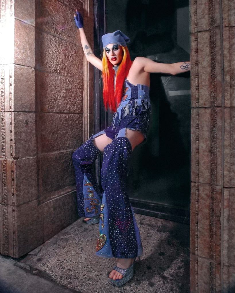 thespjork's tweet photo. Y’all saw the look - BUT HERES THE SHOOT 

Mug / fit / make up by me
📸: @benevolent_gay 

(S/o to @betty_theft @TheDianaHole for the stoning help!) https://t.co/dMdAEvNTpO