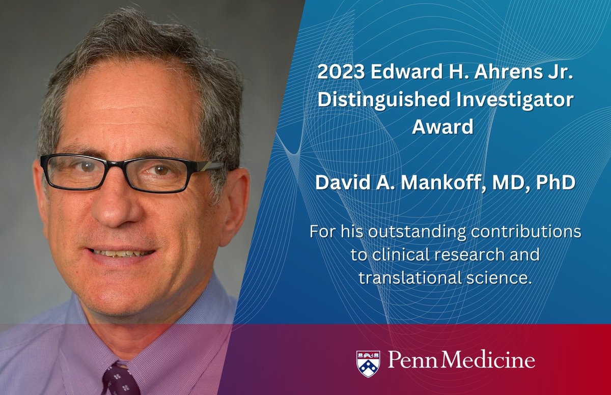 Congratulations to David Mankoff, of <a href="/PennRadiology/">Penn Radiology</a>,  who was honored with the 2023 Edward H. Ahrens Jr. Distinguished Investigator Award from <a href="/ACTScience/">ACTS</a> for his outstanding contributions to clinical research and translational science.  bit.ly/4588FGA