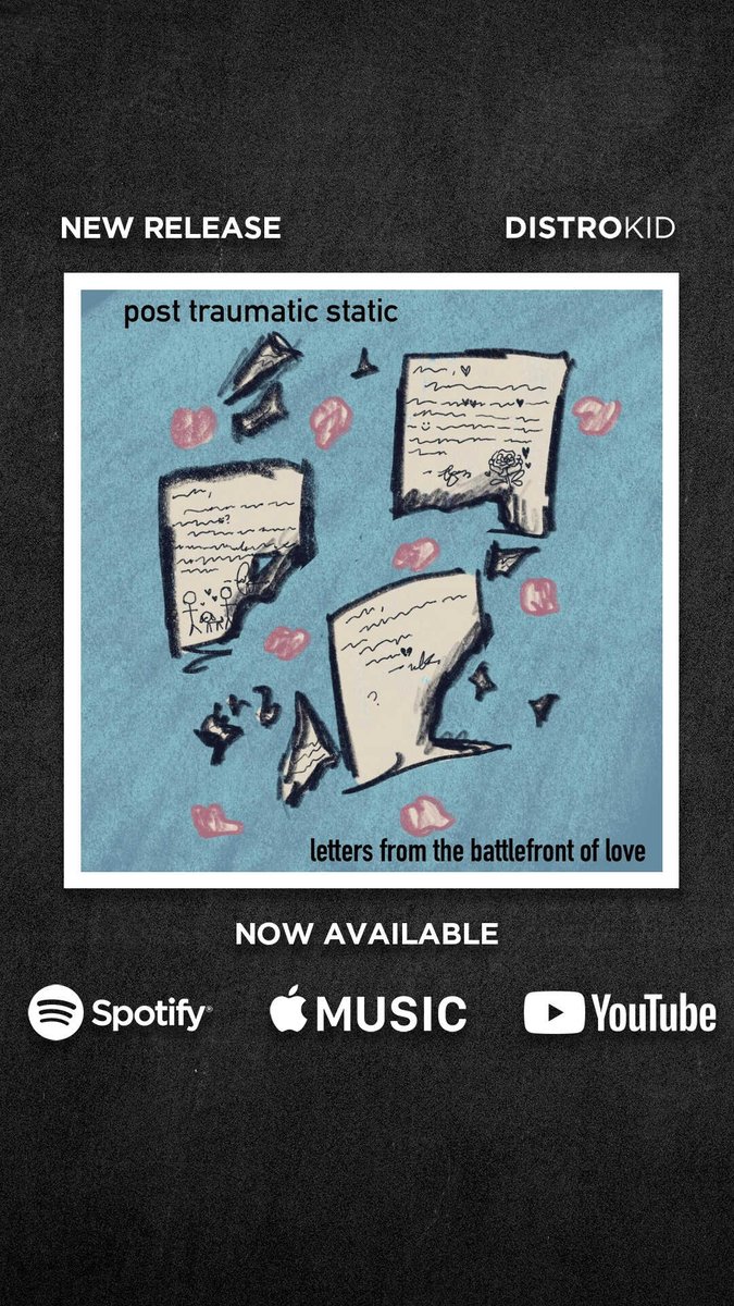 Letters from the Battlefront of Love, Post Traumatic Static's Debut Album is out on Spotify, Apple Music, and YouTube Music.  Give it a listen and become a part of our growing fanbase!