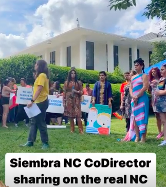 SiembraNC's tweet photo. In advance of expected override of Gov. Cooper’s veto of 12-week abortion ban, we respond to the attempts to instill fear.

"Do they get to decide who belongs here and who calls North Carolina home? No! This is our home. We belong here. And we are real supermajority in." https://t.co/XIpiKM2s3F