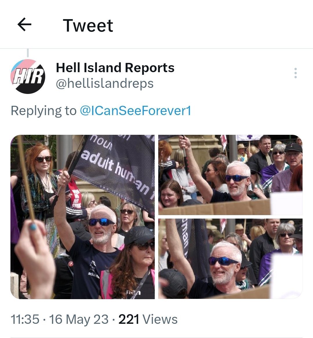 MrMennoTweets's tweet photo. @EcuadorianMum A man holds a flag.
Gender clowns: “OMG genocide!!!”
Had it been a ‘trans’ flag they would’ve loved it, of course.
#transpanic https://t.co/NkxUx0B38J