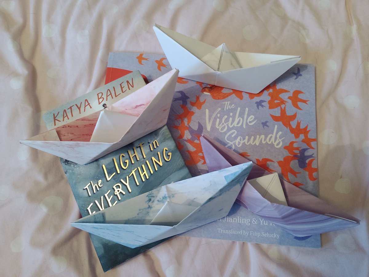 MsKingLibrarian's tweet photo. My tiny fleet 🥰 #NotJudgingBut #TheLightInEverything #TheVisibleSounds @CarnegieMedals @youthlibraries https://t.co/1KrMaBi9Uq