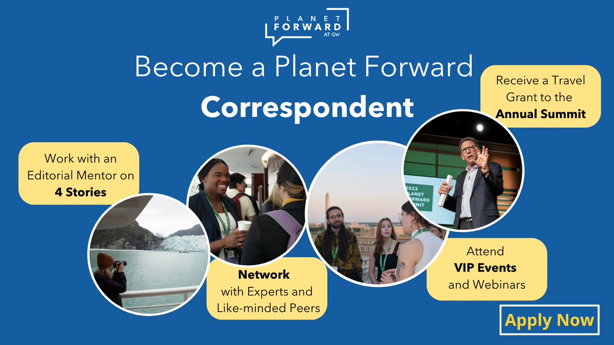 College students: Are you interested in environmental journalism? Do you want to connect with other students and experts in sustainability, communication, and storytelling? Apply to be a Planet Forward Correspondent! Learn more and apply by May 22 ➡️ bit.ly/3BzHwyF