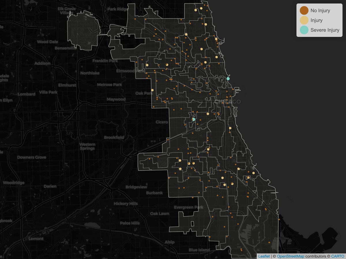 ChicagoCrashes's tweet photo. 2023-05-15: 191 Traffic Crashes w/ 419 People Involved.
@ChicagoDOT make it stop. #ChicagoCrashMap https://t.co/hsY0WyIlS0