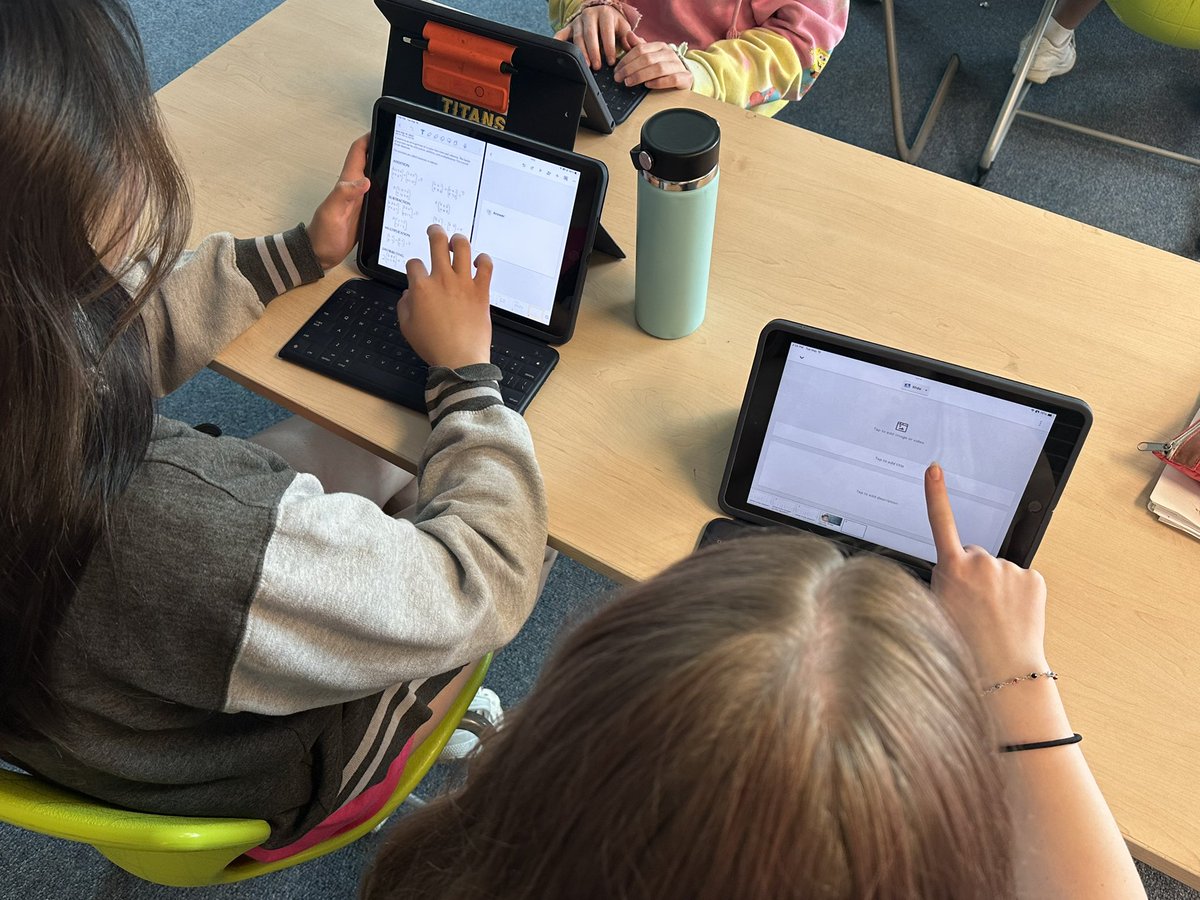 Geometry Ss hard at work planning Algebra review lessons. Ss are assessed on their lesson planning, engagement, and Ss performance on an assessment they created. #WeAreD34 <a href="/AtteaSchool/">Attea Middle School</a> #mtbos