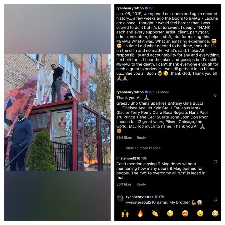 TheYBF's tweet photo. #9Mag - the iconic tattoo shop from #BlackInkChicago - seems to have closed it doors recently. #RyanHenry posted a tribute but let everyone know he and 9Mag are still doing their thing. 

Former employee KattTatt’s assistant allegedly posted a comment cl… https://t.co/ZU0hb22UFJ https://t.co/phKQQIyNzp