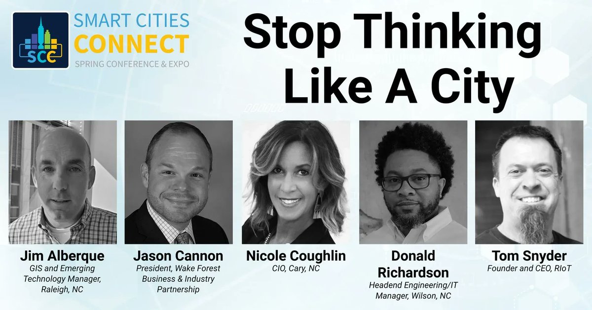 Join us @smartcityc for a 🎙️ Panel Discussion: 'Stop Thinking Like a City' moderated by @TomSnyderRIoT 

🗓 Tomorrow , May 17th
🕘 Time: 9:15 AM - 9:45 AM 📍 Location: Four Seasons Ballroom 4

#SmartCitiesConnect #PanelDiscussion #DataCollaboration #FutureCities