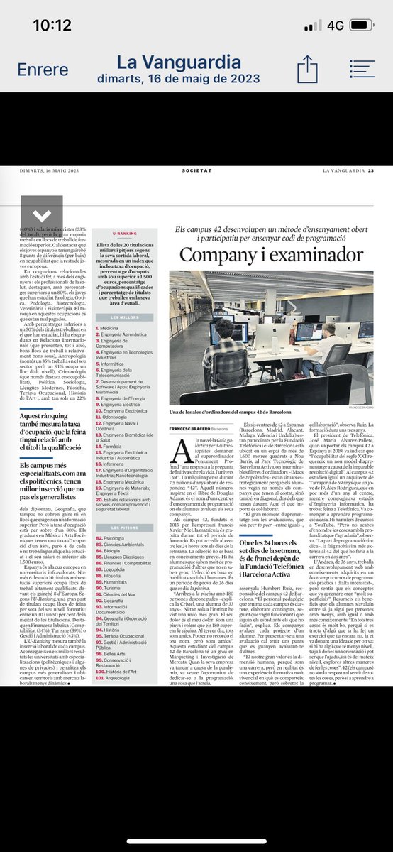 Mercat de treball, estudis universitaris i sortides professionals, reportatge <a href="/cfdeh/">Carina Farreras</a> i <a href="/fbracero1964/">Francisco Bracero</a> LV <a href="/ACUPcatalunya/">Associació Catalana d'Universitats Públiques</a> <a href="/recercauniscat/">Recerca i Universitats</a> <a href="/CrueUniversidad/">Crue Universidades</a> <a href="/subirats9/">joan subirats</a> <a href="/quimnadal/">Joaquim Nadal</a> @jlmarti2025 <a href="/enriccanela/">Enric I. Canela</a> <a href="/ArcadiNavarro/">Arcadi Navarro 🎗</a> <a href="/CTESC/">Consell de Treball, Econòmic i Social de Catalunya</a> <a href="/PlataformaCTI/">Plataforma CTI</a> <a href="/XavierFerras/">Xavier Ferràs</a>