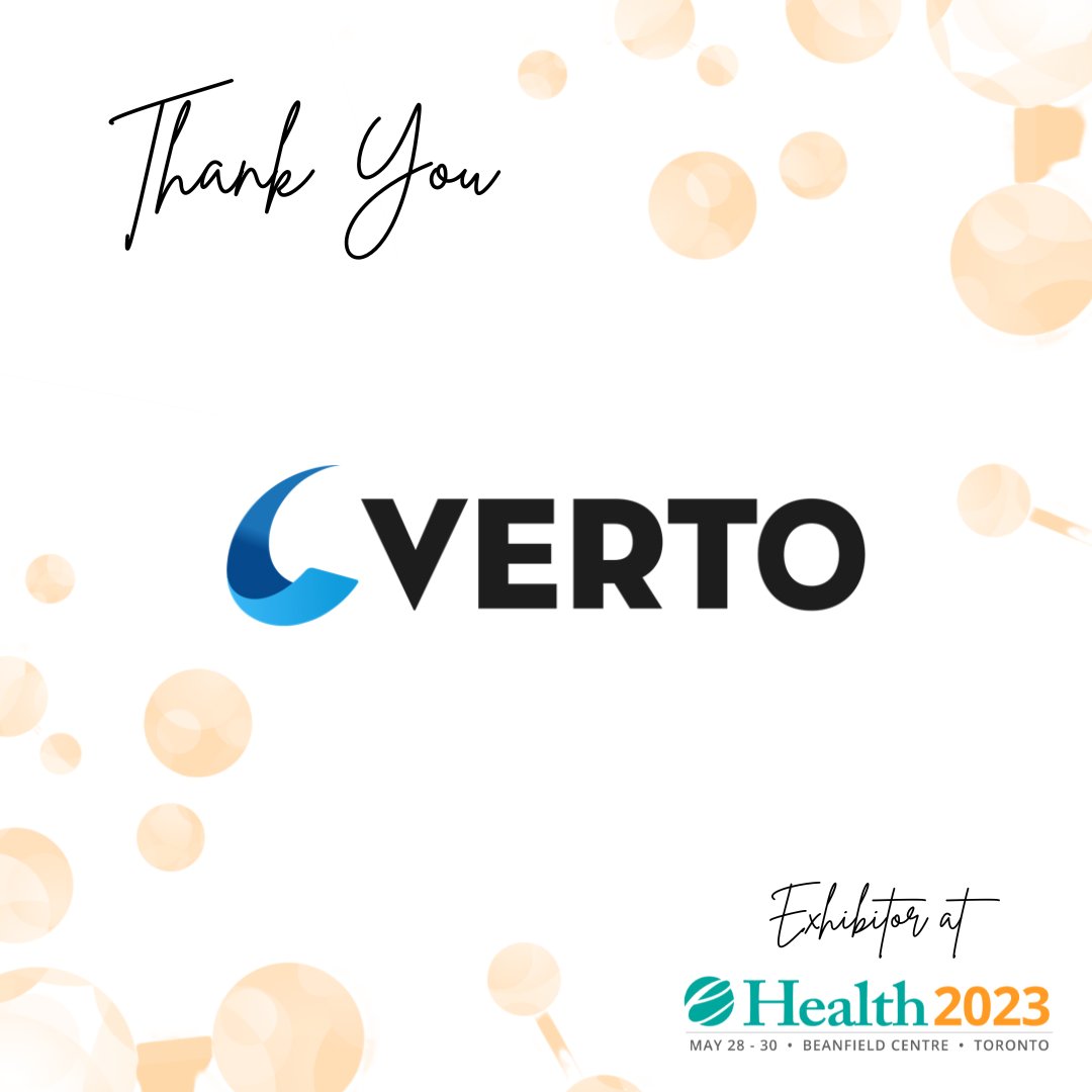 We are pleased to welcome #eHealth2023 Exhibitor: Verto.

<a href="/VertoInc/">Verto Health</a> has developed an #interoperable Digital Twin Platform for healthcare to bring every patient to their best possible health outcome.

Look for Verto at booth 20 at the Beanfield Centre in Toronto May 28-30.