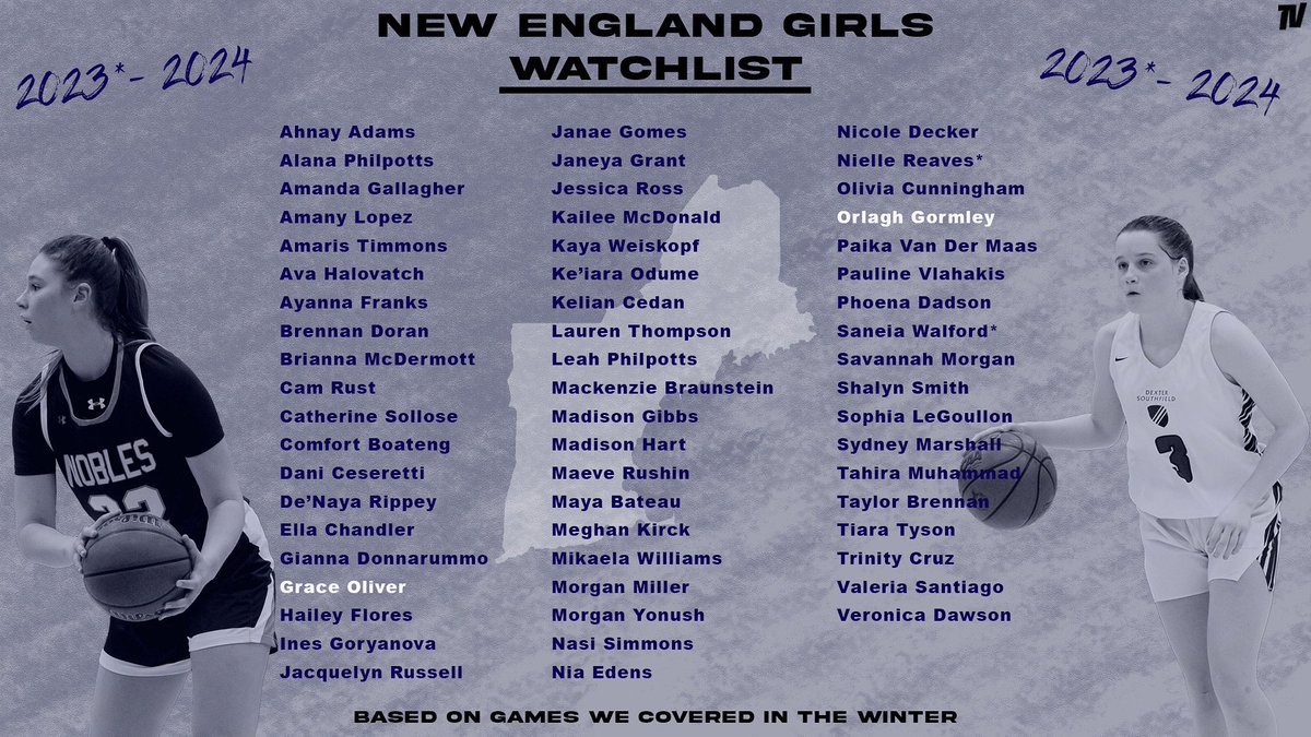 ⛹️‍♀️📍New England Girls Watchlist📍⛹️‍♀️ | Class of 2023-2024 

Based on games we filmed during the high school season, here are some juniors and unsigned seniors that caught our attention.