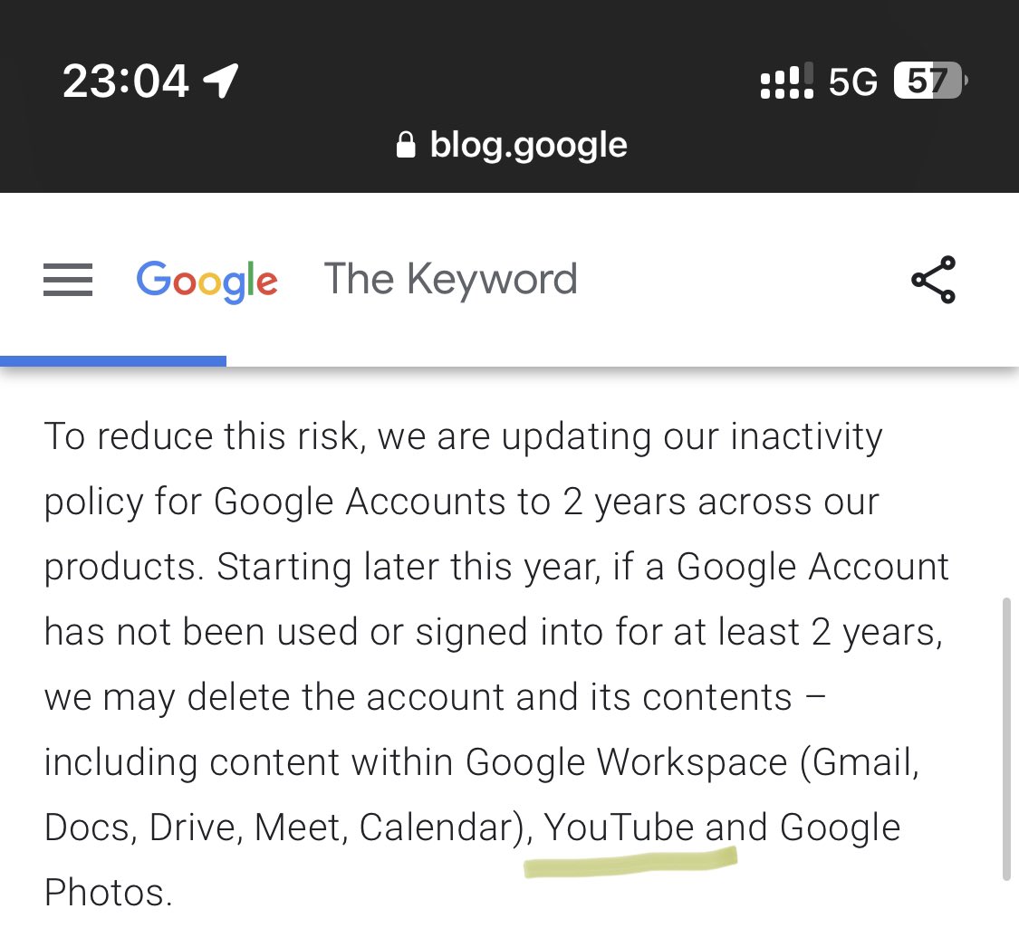 Google будет убивать почту и ютьюб на аккаунтах после двух лет неактивности