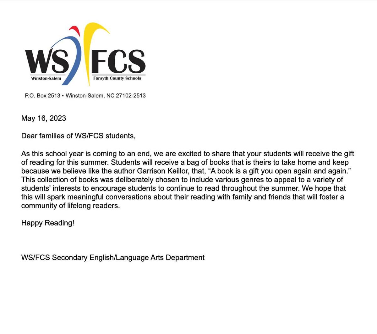 Grateful for this gift of reading! <a href="/wsfcs/">WS/FC Schools</a> <a href="/SecondaryELAWS/">Secondary ELA WSFCS</a>