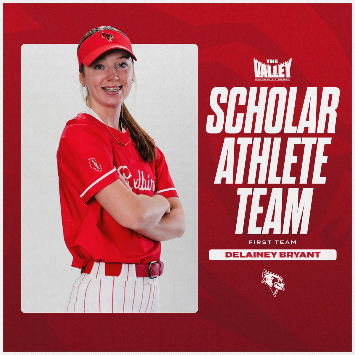 RedbirdsSB's tweet photo. 𝗠𝗩𝗖 𝗦𝗰𝗵𝗼𝗹𝗮𝗿-𝗔𝘁𝗵𝗹𝗲𝘁𝗲 𝗙𝗶𝗿𝘀𝘁 𝗧𝗲𝗮𝗺 🫡📚

Congrats to sophomore @delaineybryant3 on being selected to the MVC Scholar-Athlete First Team! https://t.co/1zgSFaSmU4