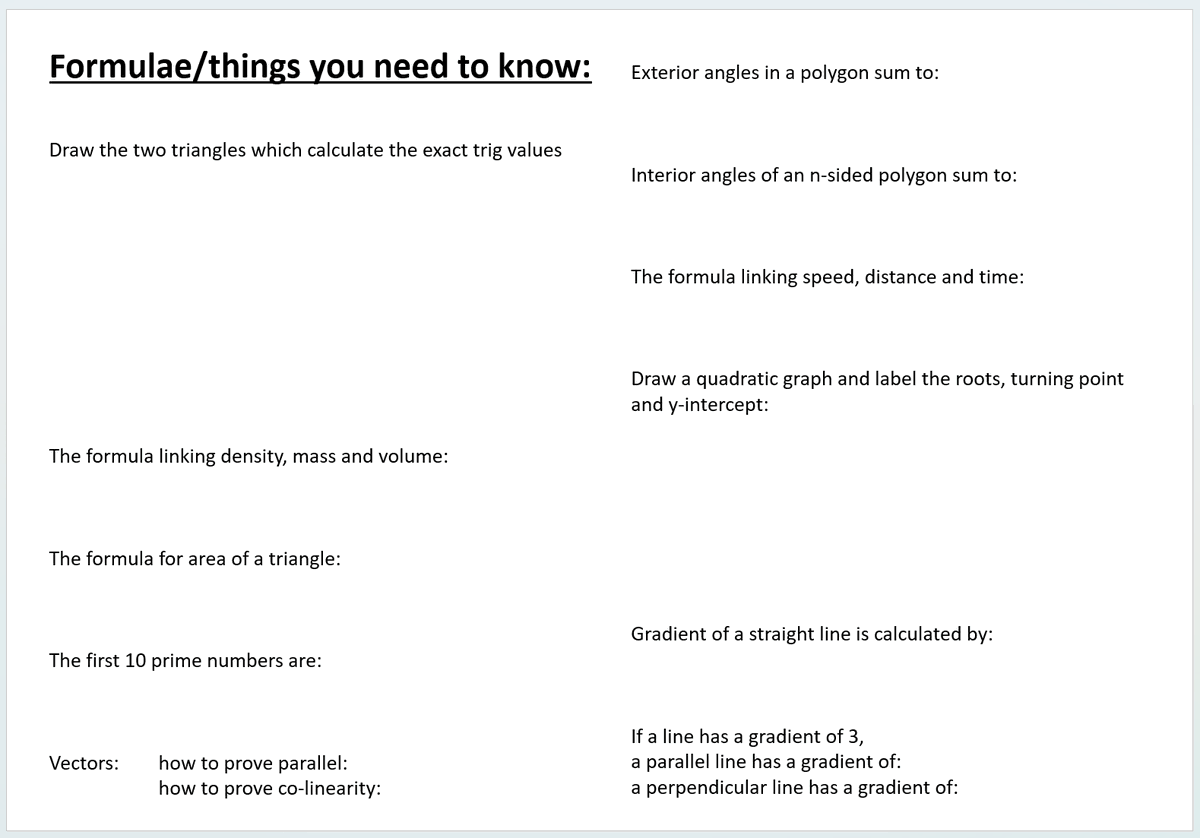I've put together a revision booklet for my top set Y11 to help prepare for paper 1 on Friday, including a 'things you need to know...' page which we're going to fill in together tomorrow. Let me know if you want a copy of the booklet! RT if useful #mathsTLP <a href="/mathsjem/">Jo Morgan</a>