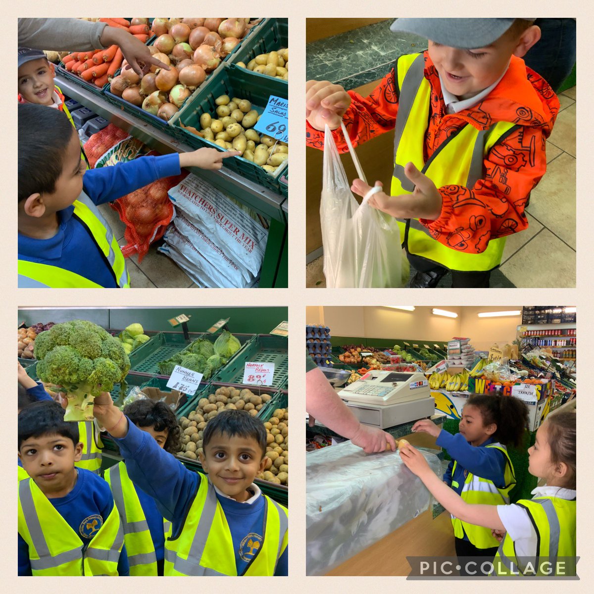 nppschool's tweet photo. Reception A have been busy shopping at the greengrocers! We read Oliver’s Vegetables, wrote shopping lists yesterday, and bought what we needed today ready to make a delicious vegetable soup later in the week 😋 #nppschliteracy #nppschnumeracy #nppschwellbeing #nppschtrips https://t.co/ILutxeQGKY