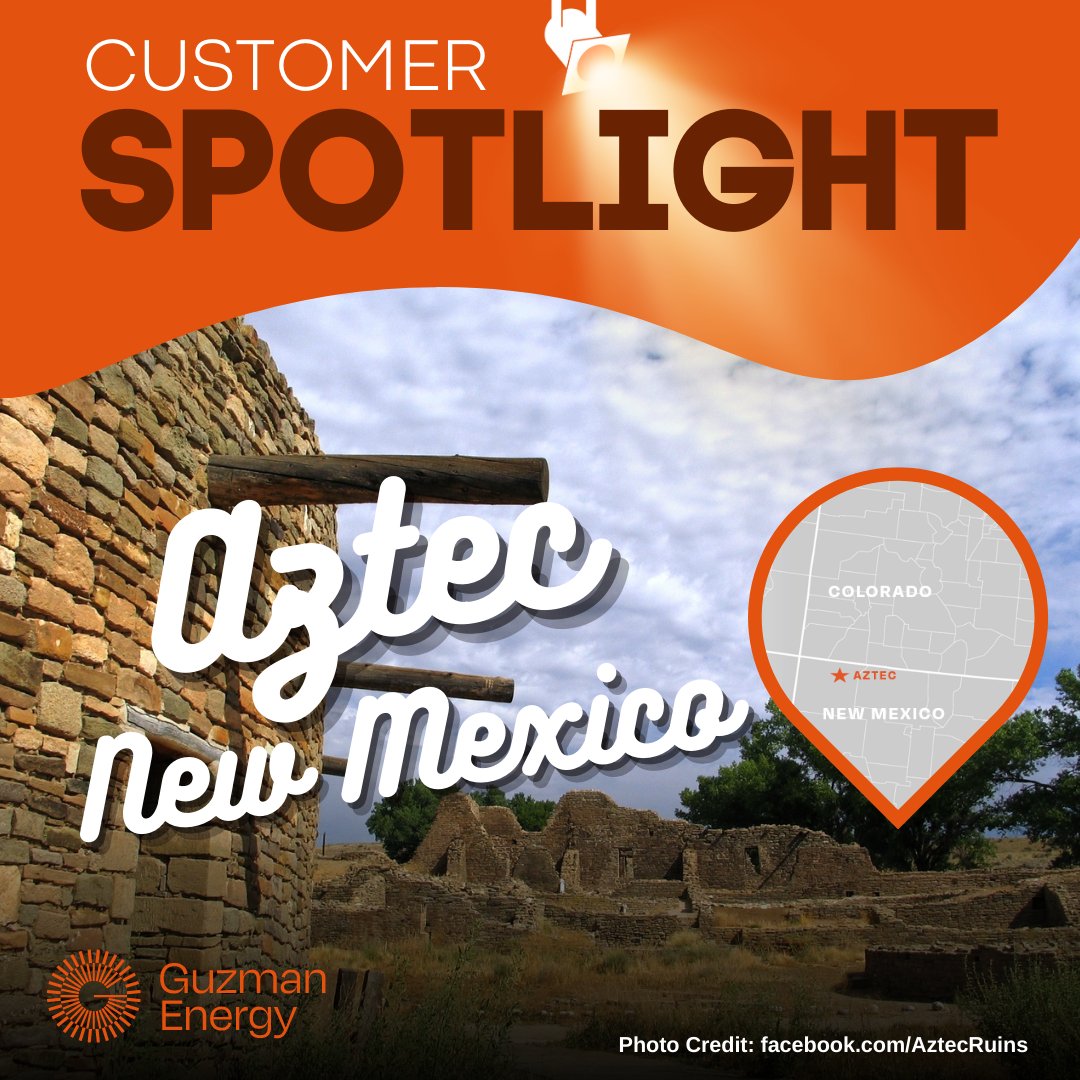 Did you know that the <a href="/CityOfAztec/">City of Aztec</a> is home to The Aztec Ruins National Monument. The city services the park &amp; even put in pedestrian lighting on the walking bridge &amp; a traffic signal. Guzman is proud to provide power to this community! #GuzmanSpotlight #Aztec #AztecRuins