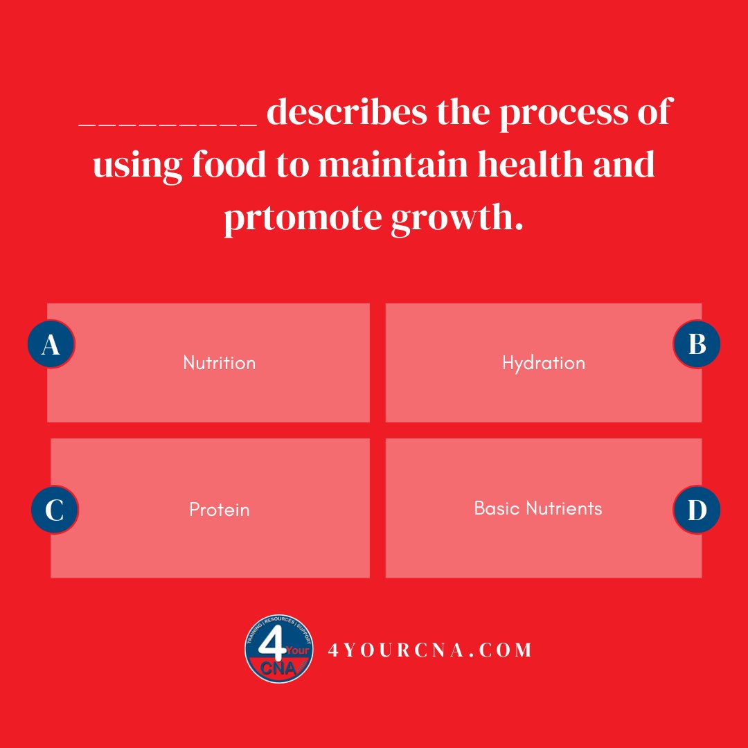 4yourcnaT's tweet photo. Here's your QUESTION OF THE DAY! These series of questions can help you evaluate your knowledge as a CNA. Follow us for more!

Don't forget to follow us for more updates!
#4YourCNA #CertifiedNursingAssistant #StateExam #Florida #Prometric https://t.co/pooBTiKTeO