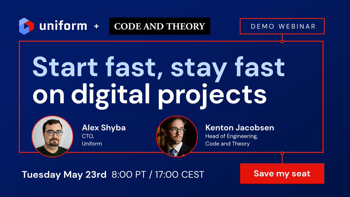 You know what can be faster than a 45-minute pizza delivery? Taking your website from 0 to customer-ready with Uniform's new Components Starter Pack and updated Mesh. Watch Alex Shyba and Kenton Jacobsen demonstrate in a live stream on May 23rd. 

ow.ly/rYBs104H6AH