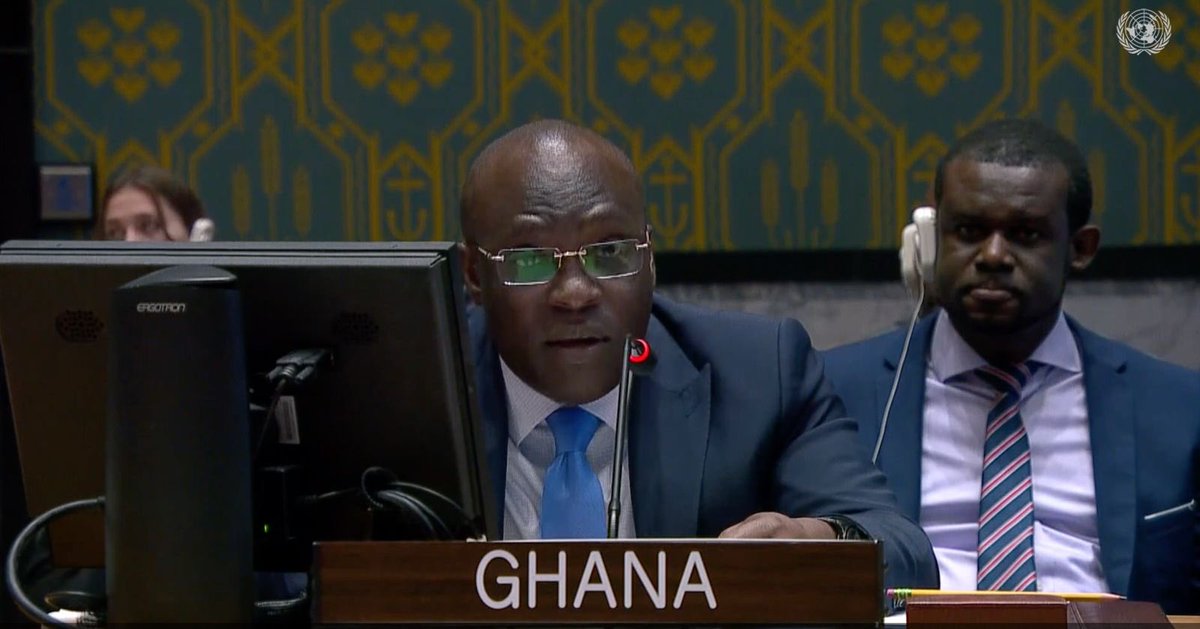 #UNSC briefing on #G5SAHEL:
In a joint statement delivered on behalf of the A3, the PR of 🇬🇭 encouraged a “multi-dimensional approach that empowers critical agents of change such as #women & #youth in dev. , conflict prevention & governance processes of the countries of #Sahel.”