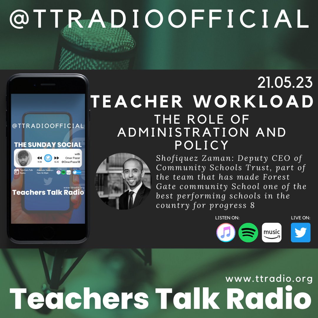 OmerPazar18's tweet photo. 🎙️ Excited to announce the next episode of The Sunday Social on @TTRadioOfficial: 'Teacher Workload: The Role of Administration and Policy.' 🍎 @Shofiquez and I will dive into how leadership decisions impact the daily grind for our educators. Do policies help or hinder? Tune in to join the conversation. #EdChat #TeacherWorkload 📚📝
