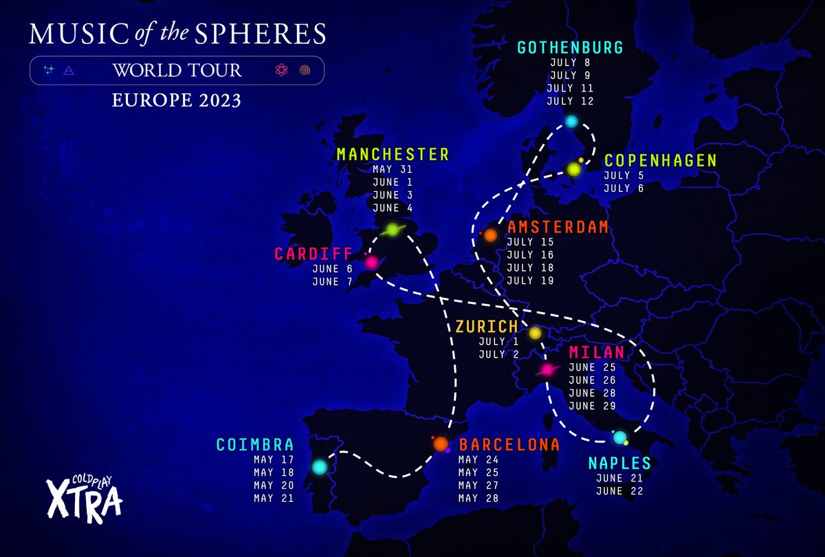 coldplaylife_'s tweet photo. 🌍 ¡Continúa el Music of the Spheres World Tour en Europa! 🎤

🇵🇹 Mañana 17 de mayo se reanuda el tour mundial de la banda en Coimbra, Portugal, en donde tendrán un total de cuatro fechas.

Imagen de @coldplayxtra https://t.co/292qMgHNbv