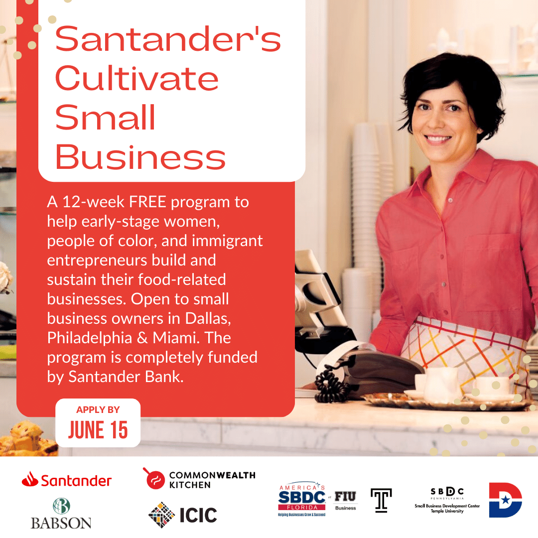 NorthTexasSBDC's tweet photo. Are you a #minority #entrepreneur who owns a #food-related #business? Apply today for Santander’s Cultivate #SmallBusiness program.

https://t.co/Zb9lGSNSck

#women #Dallas #restaurant #urban #lowincome #sbdc #santander #dallascollege https://t.co/5w9012hVUg