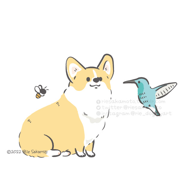 「世界ミツバチの日 World Bee Day のミツバチとコーギーたち #世界ミ」|サカモトリエ/イラストレーターのイラスト
