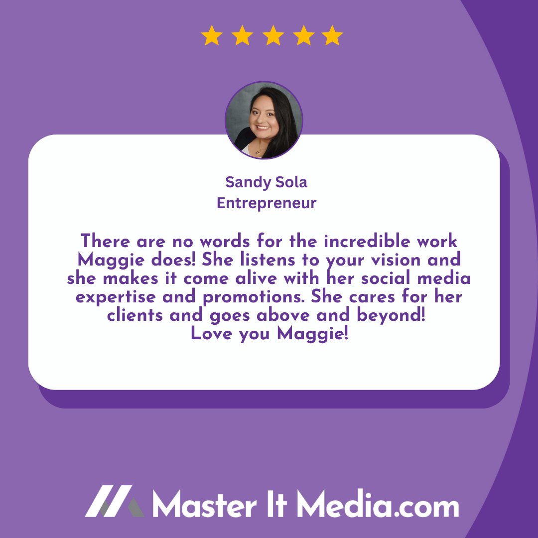 MasterItMedia's tweet image. I'm truly honored by the incredible feedback from my clients! It's an amazing feeling to listen to your vision and turn it into a reality through my social media expertise and promotions. 🙌

I'm here to help. MasterItMedia.com
💜
🤩
👩‍💻
#MasterItMedia