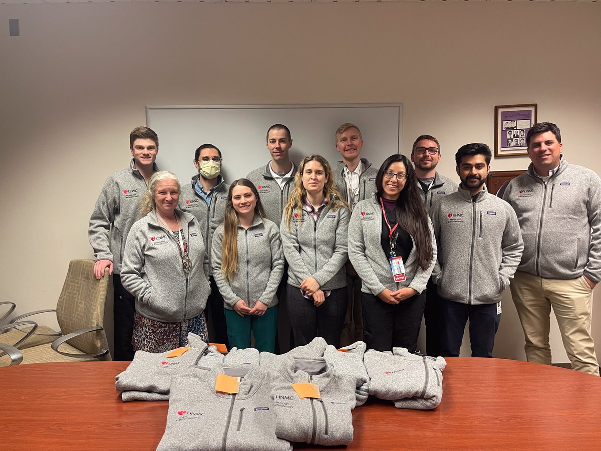 unmcpatheduc's tweet photo. Just in, embroidered sweaters! Special thanks to @ScottLauerMD, our wonderful program coordinators Kim Martin &amp; Dani Blum, and our very own Esther Habib. @AshleyHein12 @RenavikarP @SamirAtiya1 @T_Golden_En
@UNMC_PathMicro #pathology #PathTwitter #MedTwitter #residency https://t.co/evhbmx4M6k