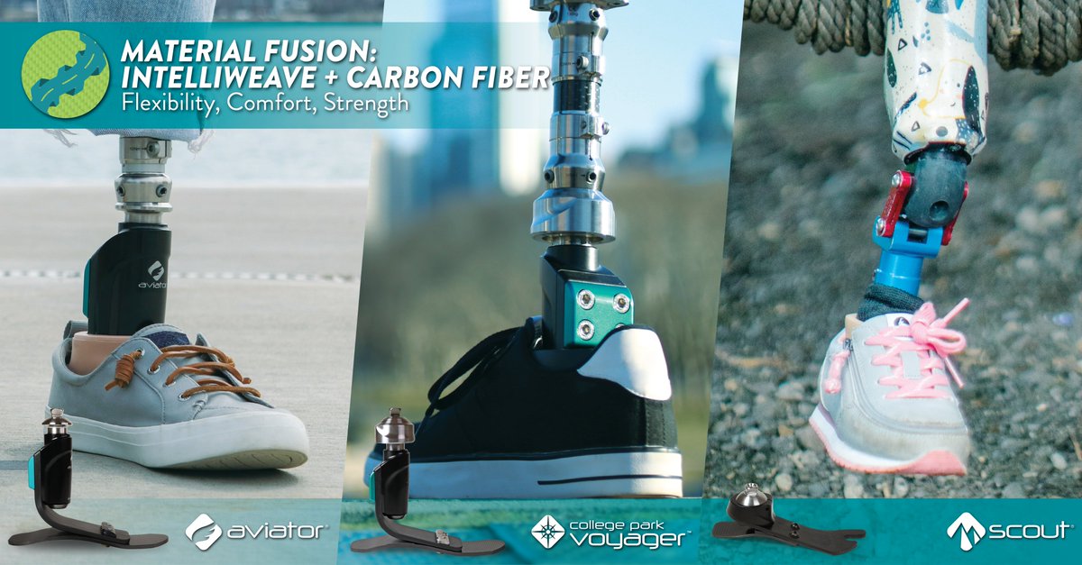 With a hybrid material approach, you can have the best of both worlds. Our Intelliweave is woven by hand in a 3D pattern for durability and precision gait matching. The carbon fiber spring helps provide high energy return!

Aviator: college-park.com/aviator

#Prosthetics #Amputee