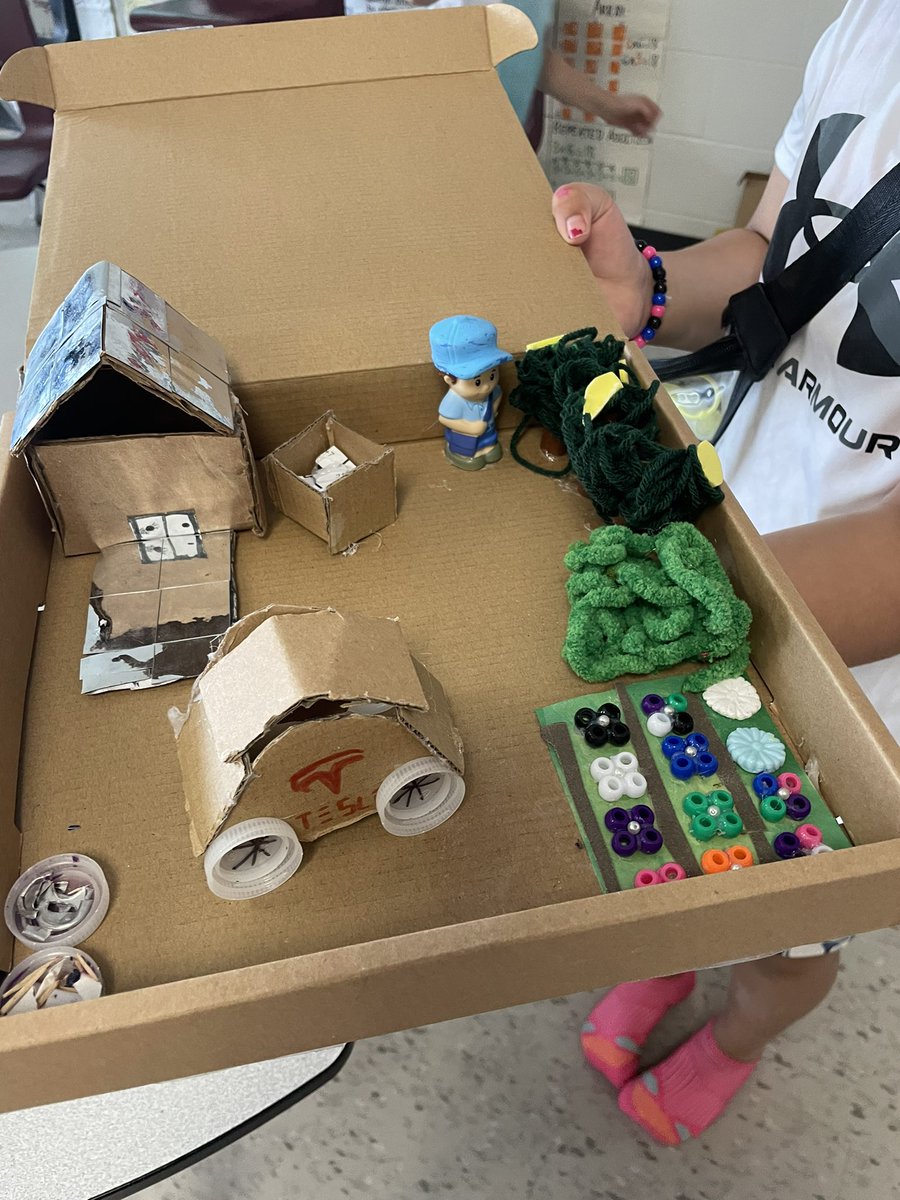 MrsHessel7's tweet photo. Ss designed Soil Sustainability dioramas where they built green cities showing how we can lessen or prevent harmful effects on soil. Vertical farming 🥬 Composting 🍎 Reducing GHG emission with electric 🚗 and ☀️ powered homes. Proud of these innovative kiddos!! @SACTVDSB https://t.co/X80li6LuHc