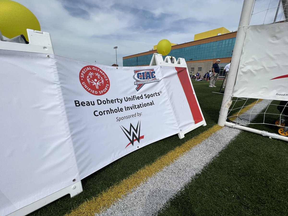 ciacsports's tweet photo. The first annual Beau Doherty Unified Sports Cornhole Invitational being held here at Harding High School in Bridgeport. Fun day! Thanks to @WWE for their support of the event! #PlayUnified @CIAC_Unified @SOCTconnecticut @agrasso751 https://t.co/ZUbGfhlPev