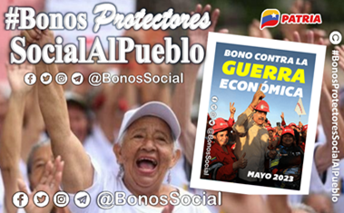 Bonos Protectores Social Al Pueblo (@bonossocial) on Twitter photo 📢 #PENDIENTE: Al finalizar la entrega del #BonoContraLaGuerraEconómica (mayo 2023) para los jubilados públicos.
✅ Se procederá con la liberación del Bono de 20$ a los pensionados del #IVSS y #AmorMayor a través del #SistemaPatria.
<a href="/BonosSocial/">Bonos Protectores Social Al Pueblo</a>
#LeerDescoloniza 📢 #PENDIENTE: Al finalizar la entrega del #BonoContraLaGuerraEconómica (mayo 2023) para los jubilados públicos.
✅ Se procederá con la liberación del Bono de 20$ a los pensionados del #IVSS y #AmorMayor a través del #SistemaPatria.
<a href="/BonosSocial/">Bonos Protectores Social Al Pueblo</a>
#LeerDescoloniza