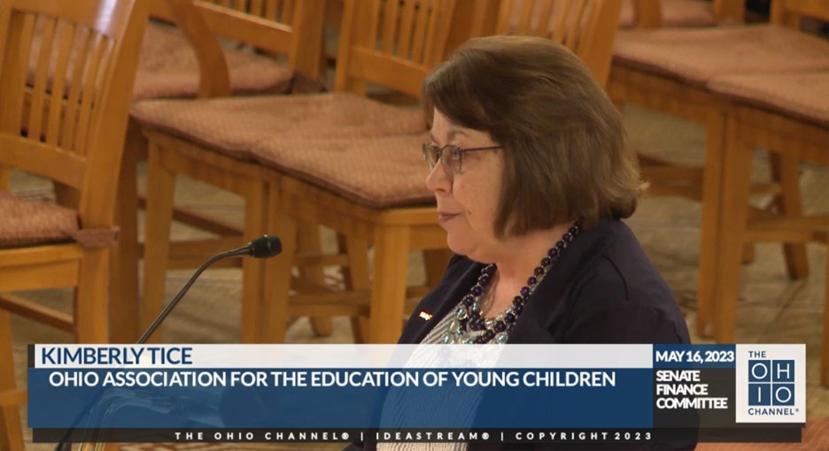 Thanks to @KimberlyTice of @OhioAEYC_ECE for advocating on behalf of the #earlychildcare scholarships that would benefit so many  working parents and Ohio families.