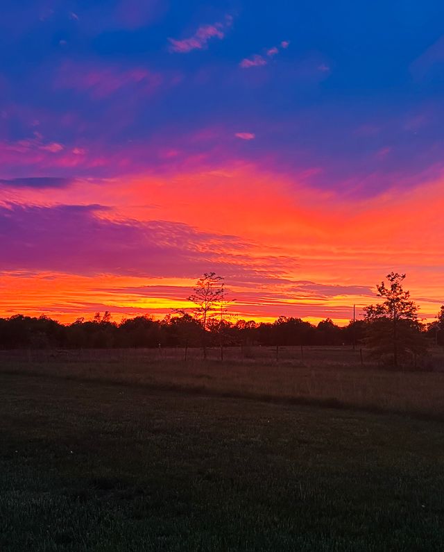 What a vibrant end to the day that our viewer Merrill Sagaser was kind enough to share with us!! She grabbed this photo last week and wow does it look like a painting! <a href="/natwxdesk/">The National Weather Desk</a> #iawx #mowx #sunset