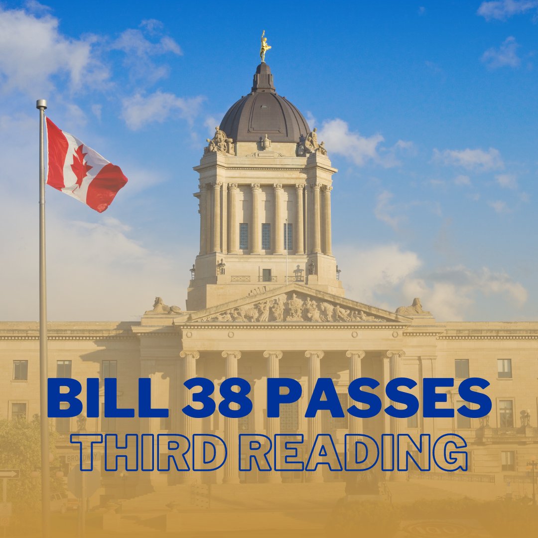 mcamanitoba's tweet photo. Celebrating a milestone! Yesterday, Bill 38 Prompt Payment passed Third Reading.
Honourable @JamesTeitsma expresses, "We expect Royal Assent to occur in the coming weeks as we begin work on the regulatory framework in consultation with the construction industry."
#MCAM #bill38 https://t.co/nohXIR2clF