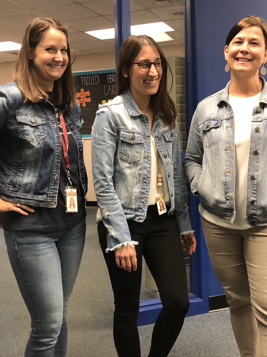 Our cool kids in the Counseling office rockin the unplanned Jean jacket trifecta!  Ms. Lillard, Ms. Cheshire and Ms. P!  #summerof69