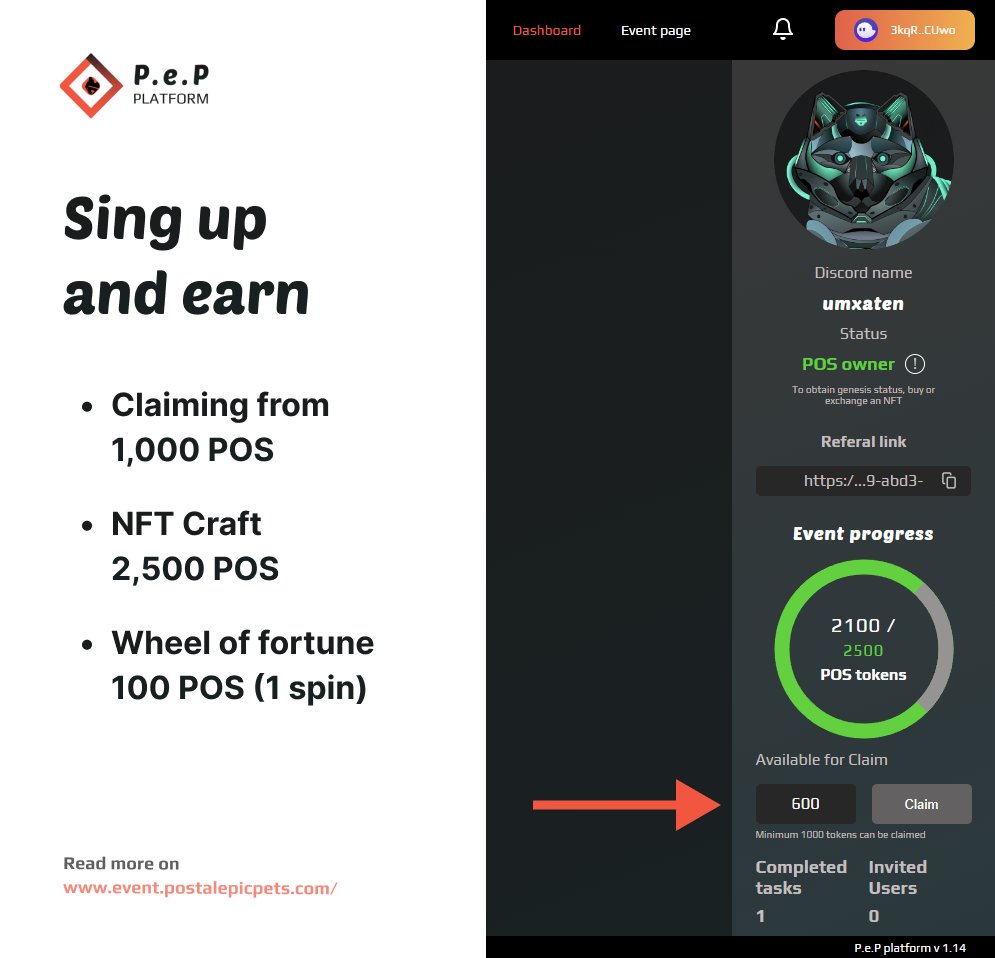 PostalEpicPets's tweet photo. 🎉 Join on PeP platform and win POS tokens for completing tasks! 🏆 New tasks every week with rewards of 100, 300, or 500 POS tokens. Claiming from 1000 tokens. Start earning today!  #PePPlatform #Airdrop #Giveaway Visit https://t.co/ZzJvrH6tJM to register🚀 POS price - 0,062$ 💰 https://t.co/ZCpKMHmeEx