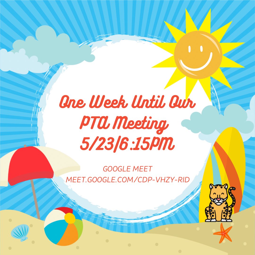 Join us in one week for our last PTA meeting for the 2022/2023 school year! ☀️